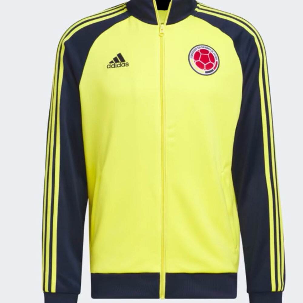 Adidas Track Jacket Bright Yellow and Navy Extra Small Colombia 3-Stripes Track